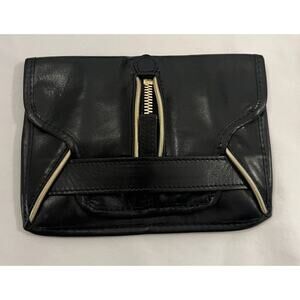 Mid Century LACOSTE Black Leather 2012 Limited Edition Clutch Purse Vintage
